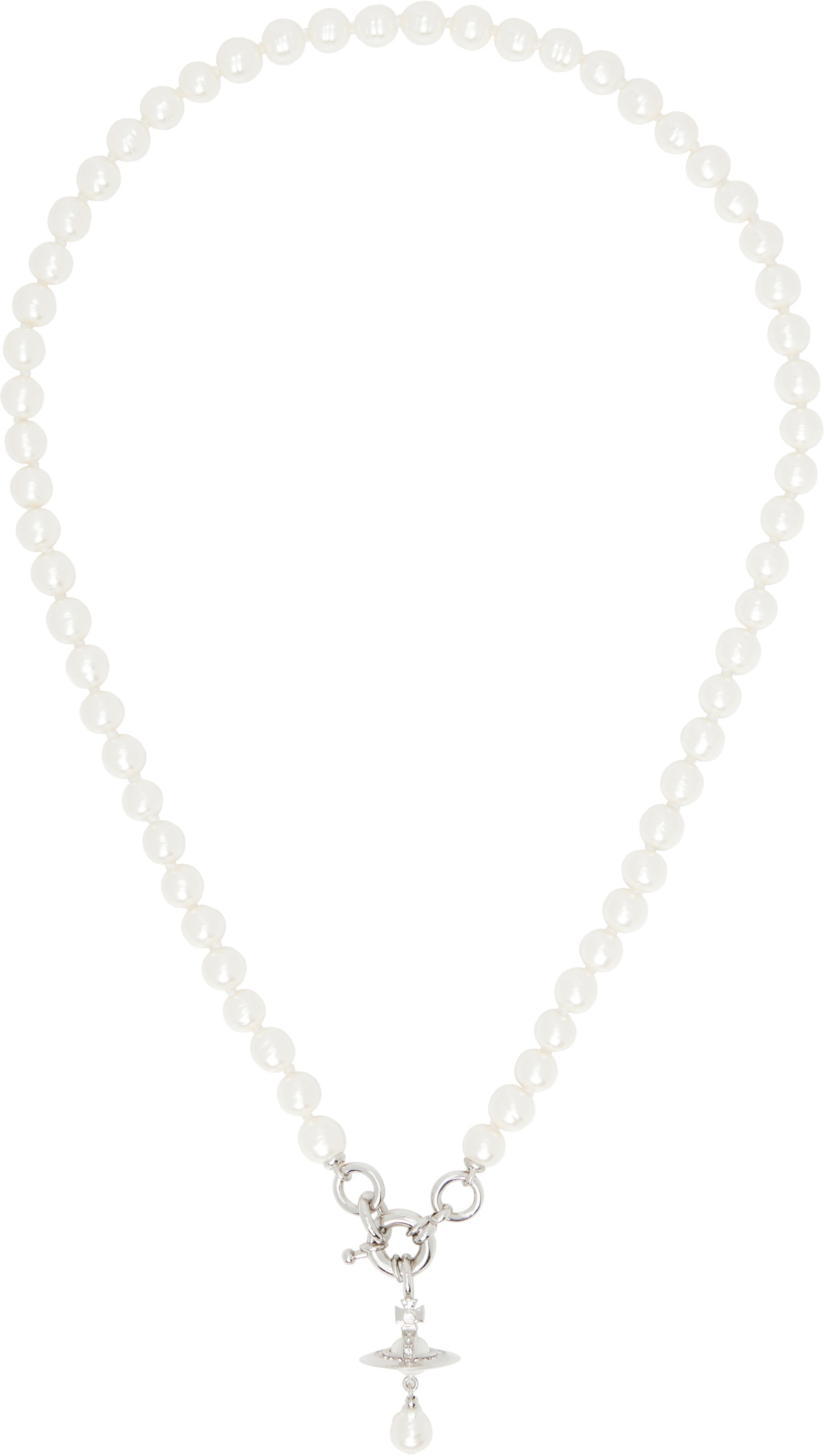 【Vivienne Westwood】Trudy pendant Man. Trudy Pendant Necklace in RUTHENIUM-PLATINUM-BLACK-CZ