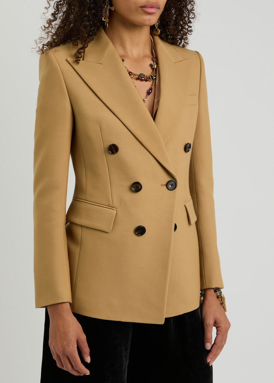 Chloe Double-breasted Wool Blazer Beige