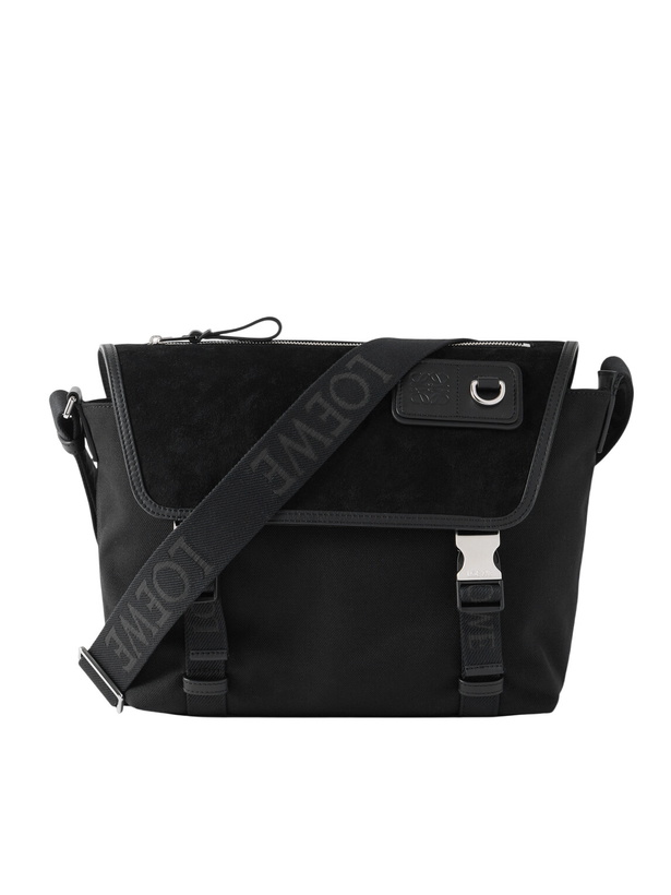 Photo: LOEWE - Leather-Trimmed Suede and Canvas Messenger Bag