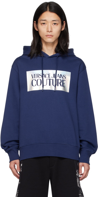 Photo: Versace Jeans Couture Navy Printed Hoodie