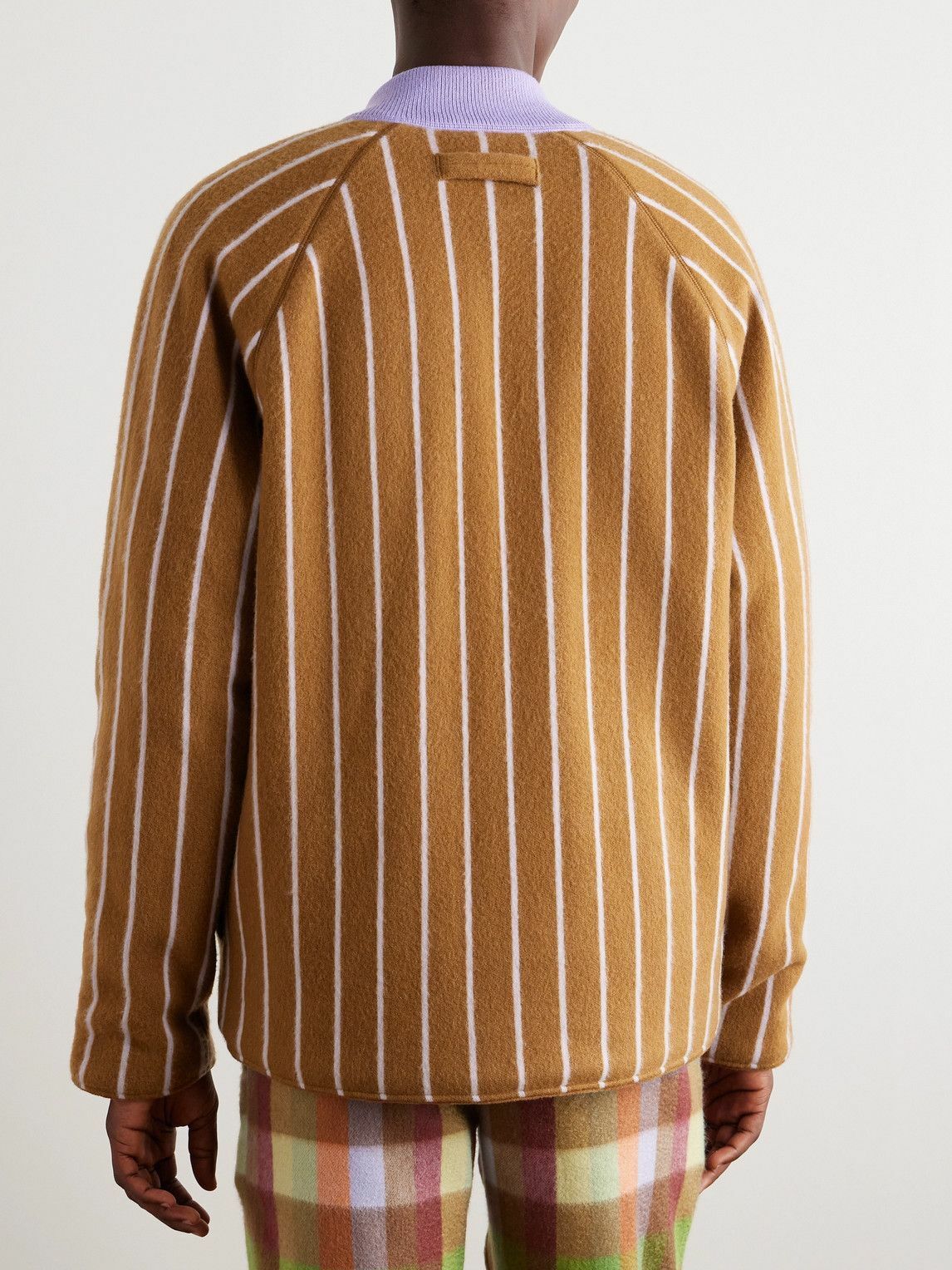 ZEGNA x The Elder Statesman - Striped Padded Brushed-Cashmere Jacket - Brown