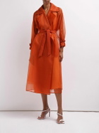MAX MARA Rauche Belted Silk Organza Trench Coat