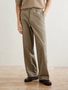 Drake's - Wide-Leg Cotton-Twill Chinos - Brown