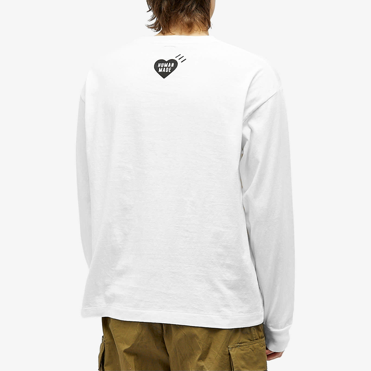 Human Made Men's Long Sleeve Sausage Dog T-Shirt in White Human Made