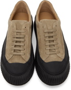 Jil Sander Khaki Suede Platform Sneakers