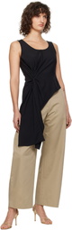 RECTO Beige High-Rise Curved Legs Trousers