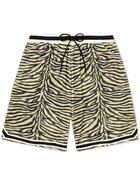 John Elliott - Marty Wide-Leg Zebra-Print Mesh Drawstring Shorts - Neutrals