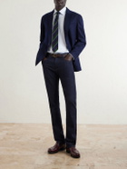 Dunhill - Cutaway-Collar Herringbone Cotton Shirt - Blue
