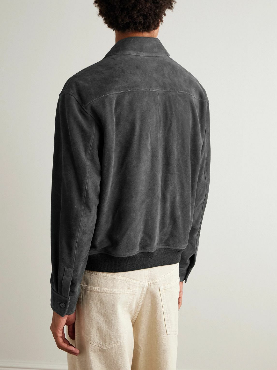 FRAME - Suede Bomber Jacket - Black