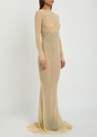 Rick Owens Temple Panelled Stretch-tulle Gown Sand