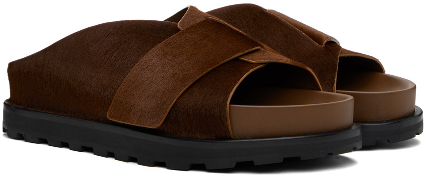 Jil Sander Brown Slip On Slides