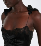 The Attico Lace-trimmed satin midi dress