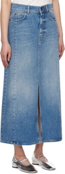 Weekend Max Mara Blue Gesso Denim Midi Skirt