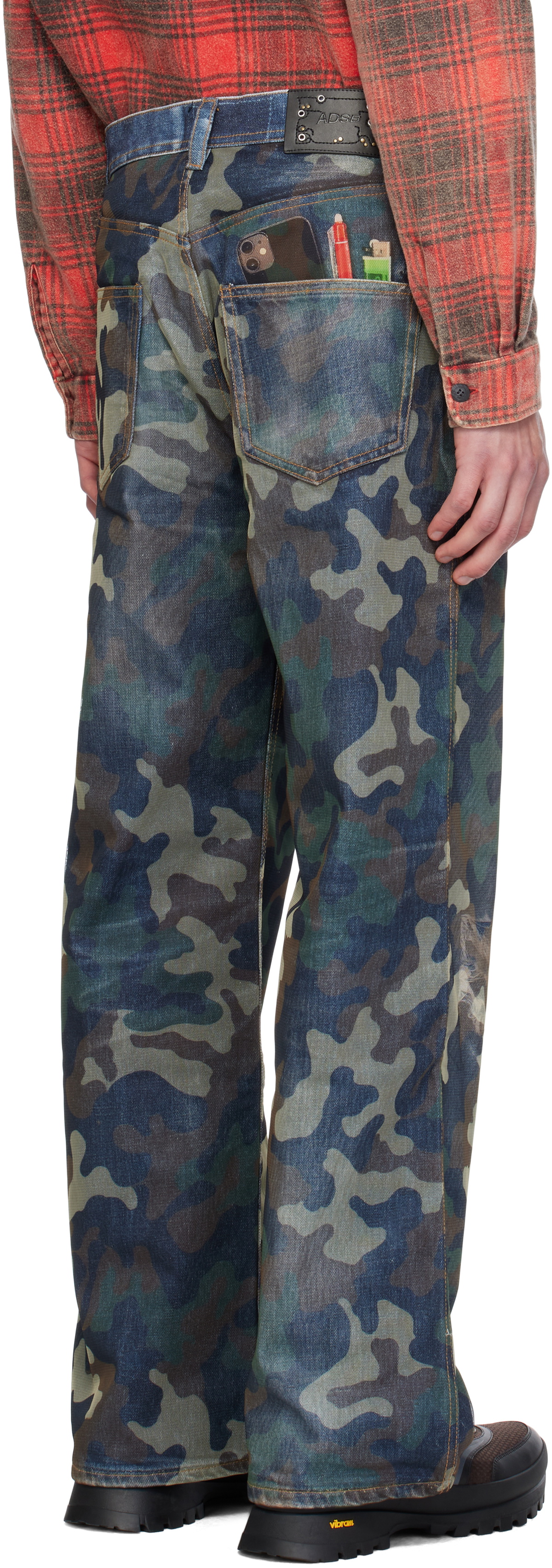 ANDERSON BELL denim printed cargo デニム　28 Andersson Bell Green Mesh Layered Printed Jeans Andersson Bell