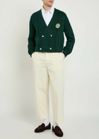 Bode Double-breasted Cotton Cardigan Dark Green