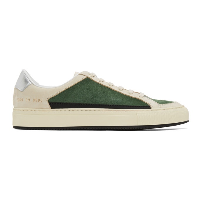 Photo: Common Projects Off-White and Green Retro G Sneakers
