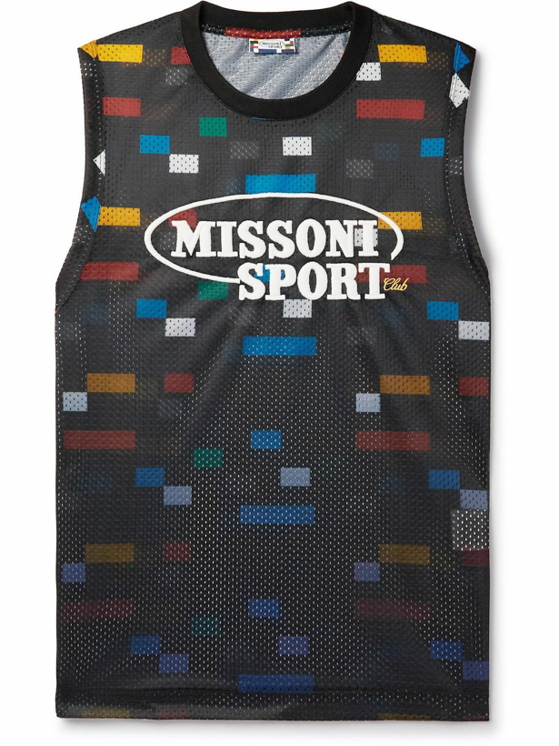 Photo: Missoni - Logo-Embroidered Printed Mesh Tank Top - Black