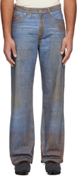 CAMPERLAB Blue & Brown Paint Print Jeans