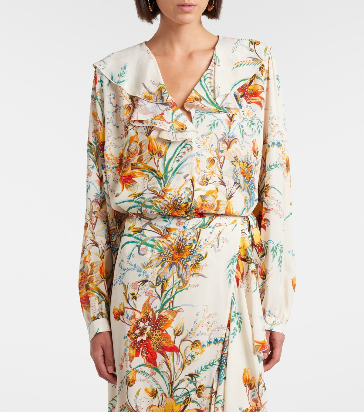 Etro Floral ruffled shirt