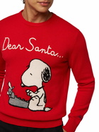 MC2 Saint Barth Red Sweater Heron With Snoopy Jacquard And Embroidery | Snoopy Peanuts® Special Edition