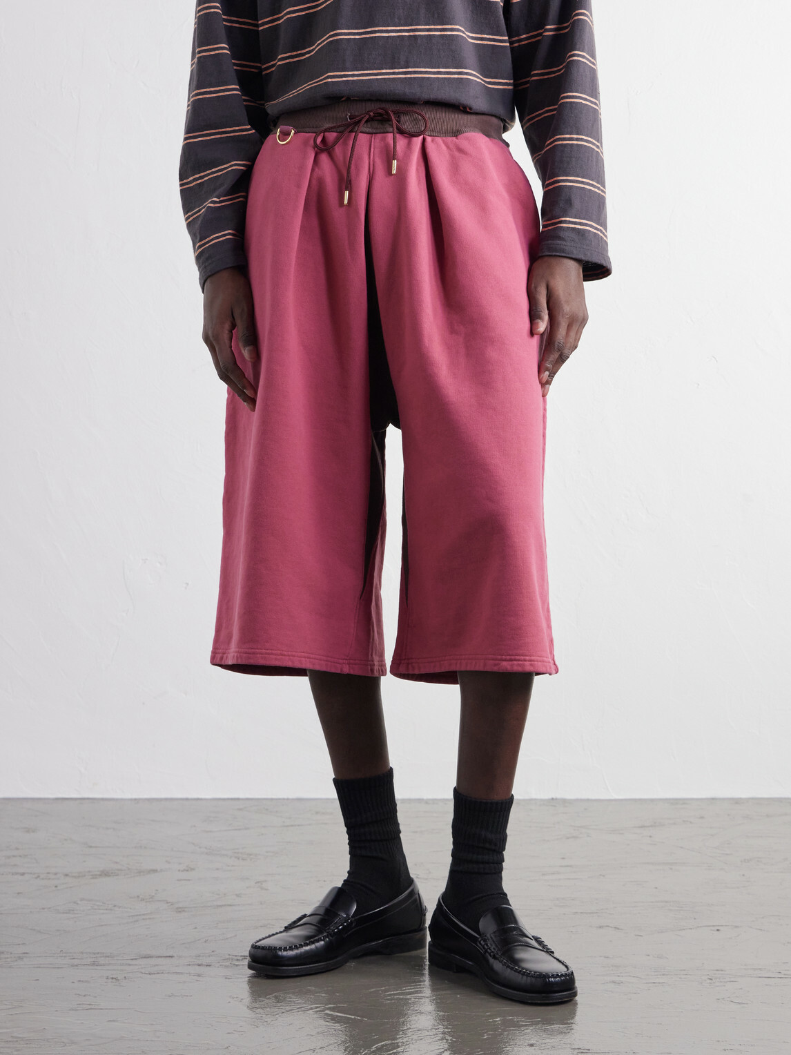 KAPITAL - Wide-Leg Cotton-Jersey Drawstring Shorts - Pink