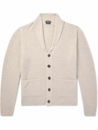 TOM FORD - Shawl-Collar Ribbed Cashmere and Silk-Blend Cardigan - Neutrals