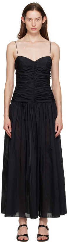 Photo: Matteau Black Gathered Midi Dress