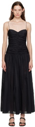 Matteau Black Gathered Midi Dress
