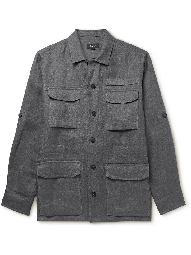 Photo: Brioni - Linen and Silk-Blend Shirt Jacket - Gray