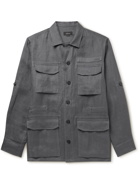 Brioni - Linen and Silk-Blend Shirt Jacket - Gray