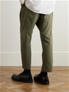 NN07 - Bill 1680 Tapered Cropped Pleated Cotton-Blend Trousers - Green