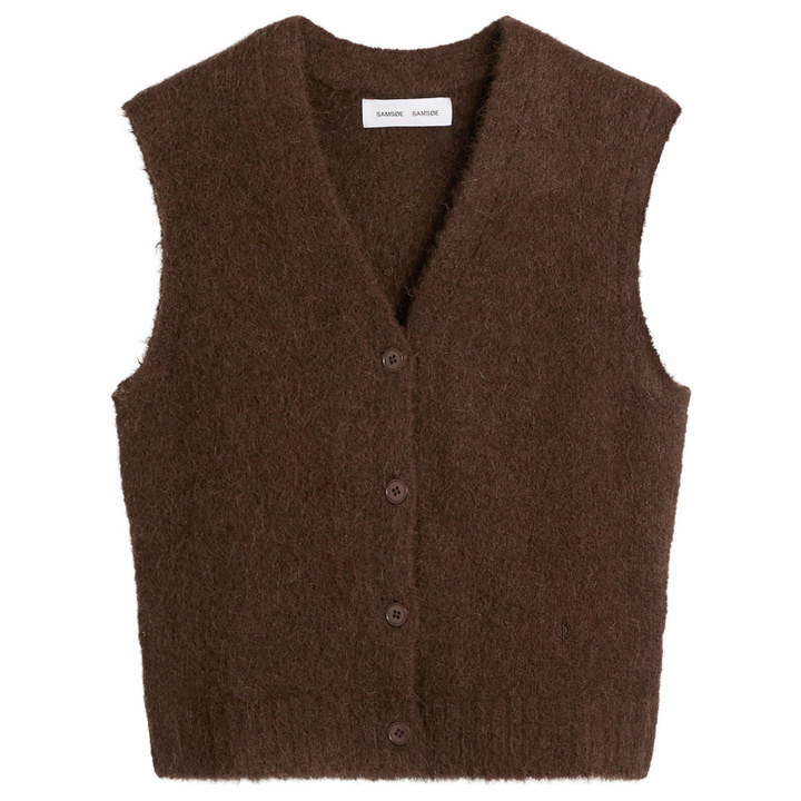 Photo: Samsøe Samsøe Women's Sajeanne Hairy Knit Vest Top in Black Coffee