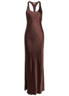Staud Juanita Satin Maxi Dress Brown