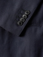 Saman Amel - Slim-Fit Herringbone Wool, Silk and Linen-Blend Twill Suit Jacket - Blue