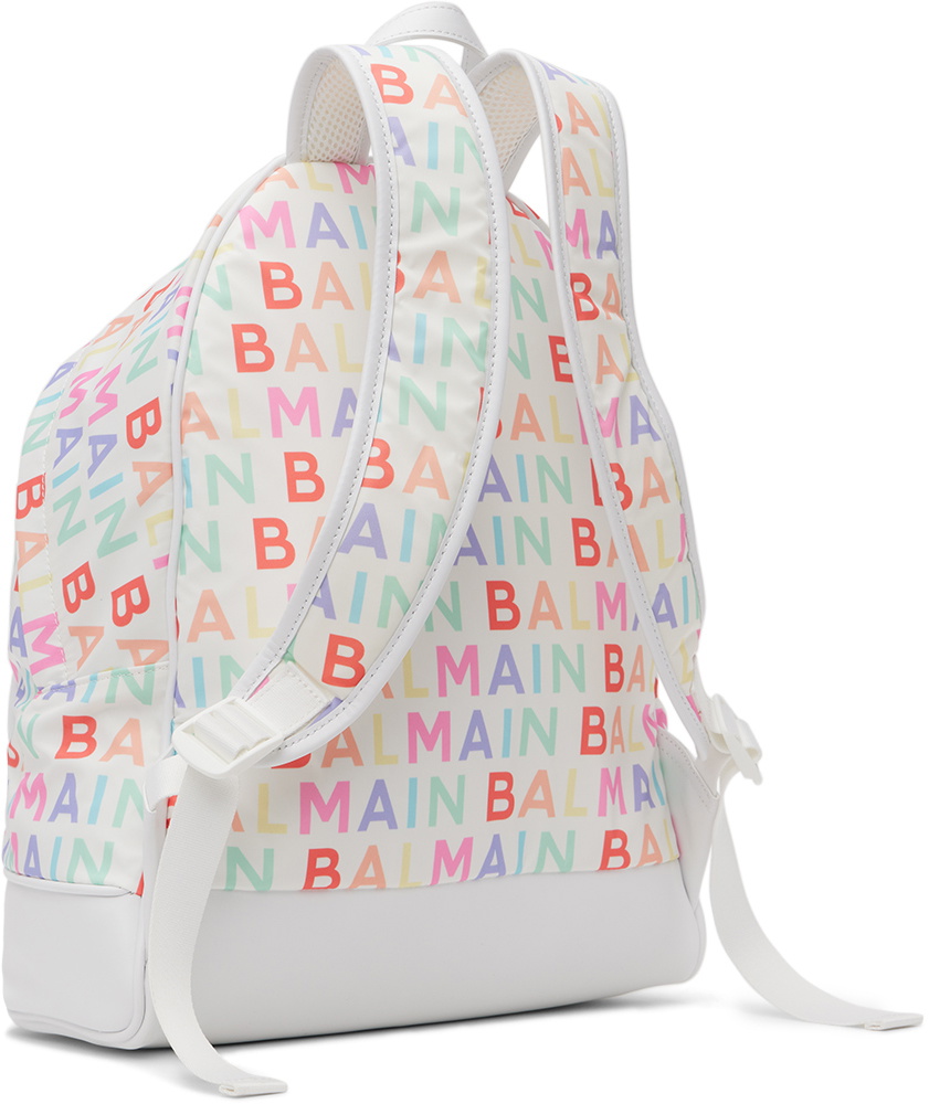 Balmain Kids Multicolor Logo Backpack
