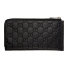 Gucci Black GG Print Signature Zip Wallet