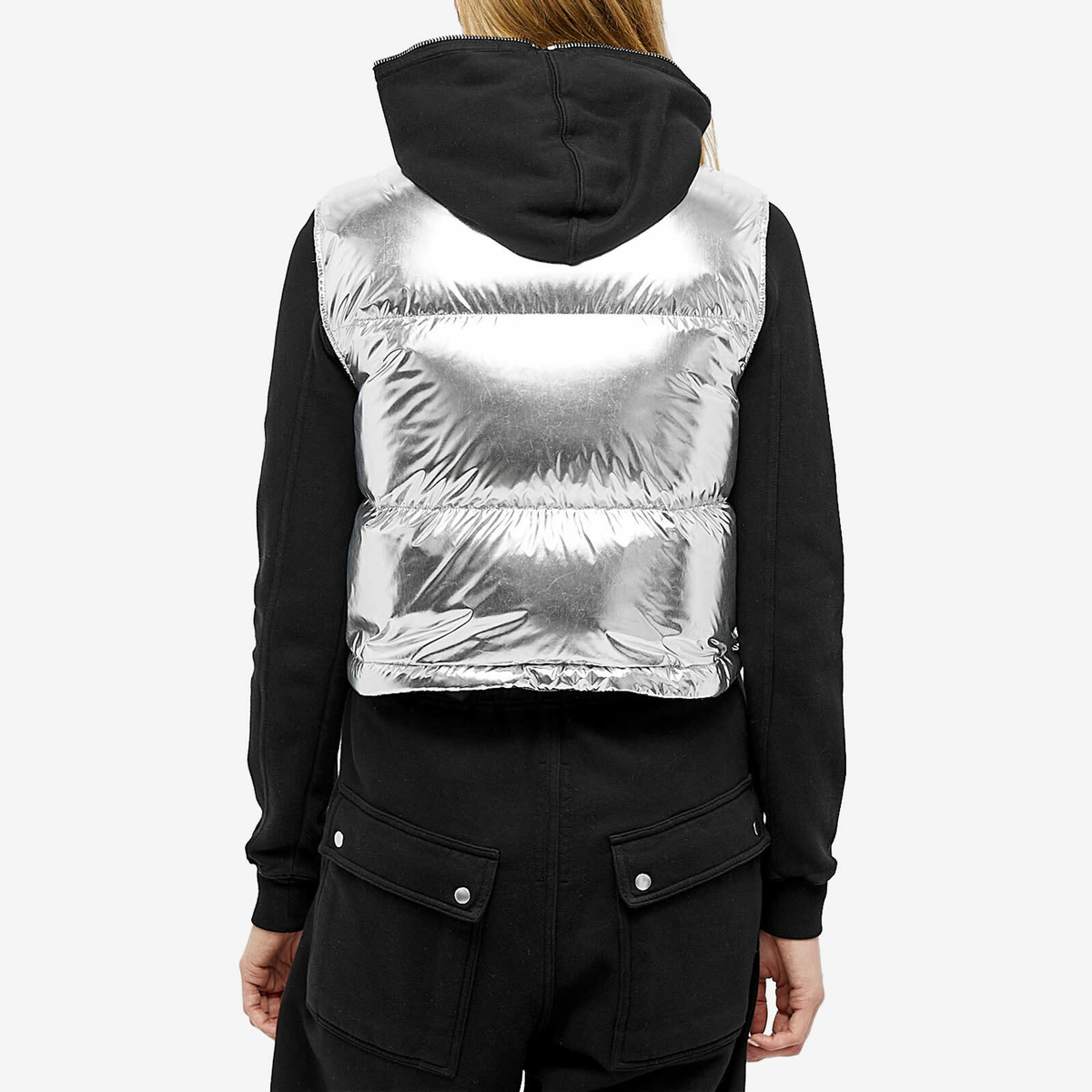 ベスト・ジレ MONCLER Women Vests 598DD 1A000 05 M90 SILVER Moncler Women's Blavet Vest in Silver Moncler