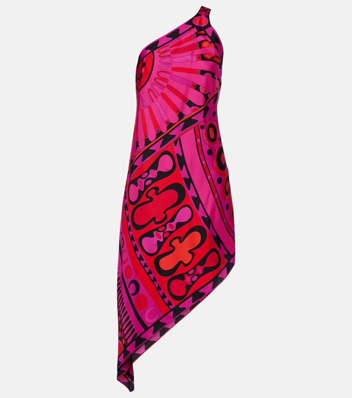 Pucci Soleil asymmetric silk twill midi dress