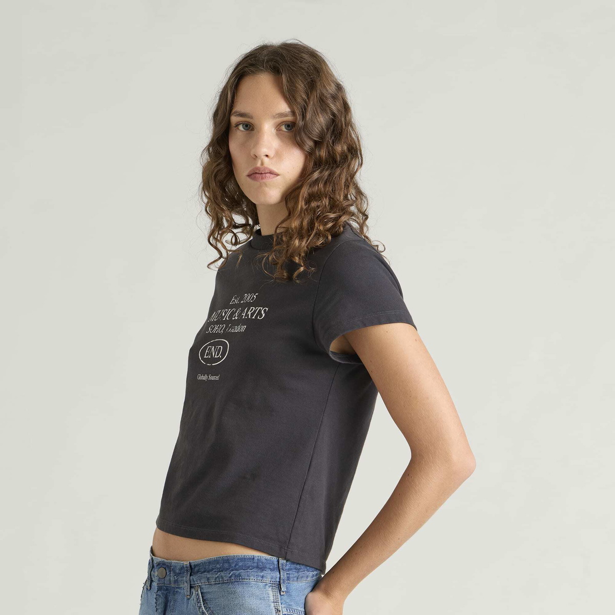 END. Women's Established Baby T-Shirt in Cinder Black