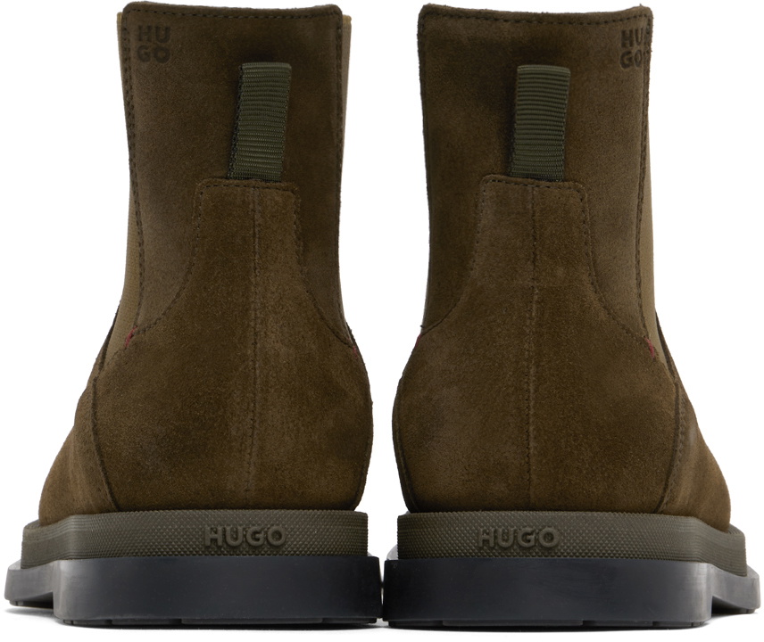 Hugo Khaki Suede Chelsea Boots