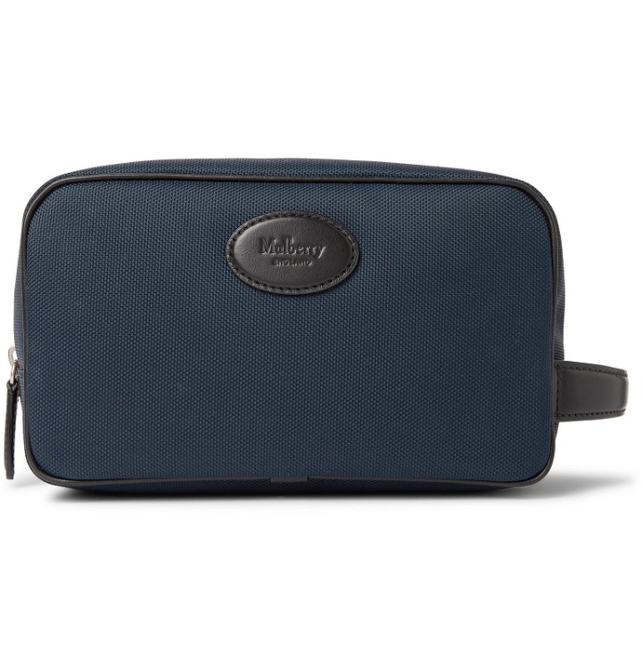 Photo: Mulberry - Leather-Trimmed Nylon Wash Bag - Blue
