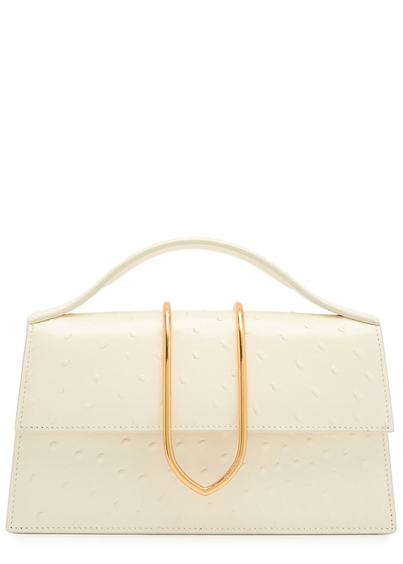 Photo: Jacquemus Le Grand Bambino Polka dot Leather top Handle bag - Ivory - One Size