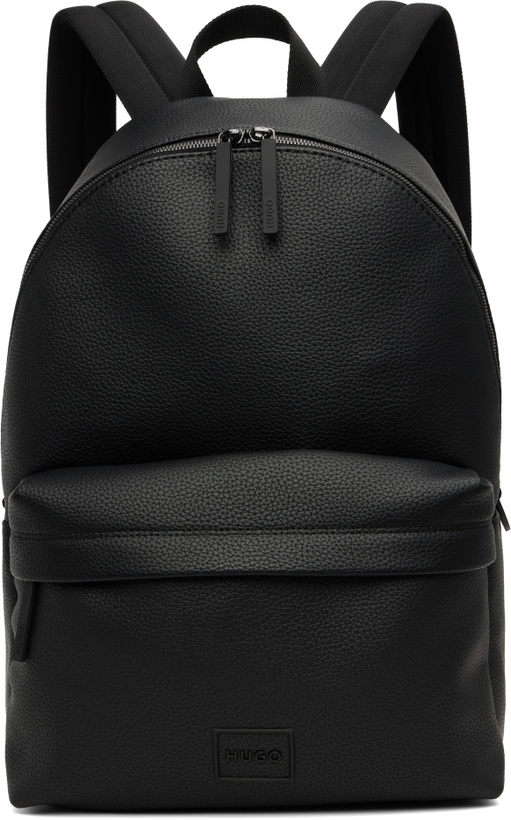 Photo: Hugo Black Faux-Leather Logo Backpack