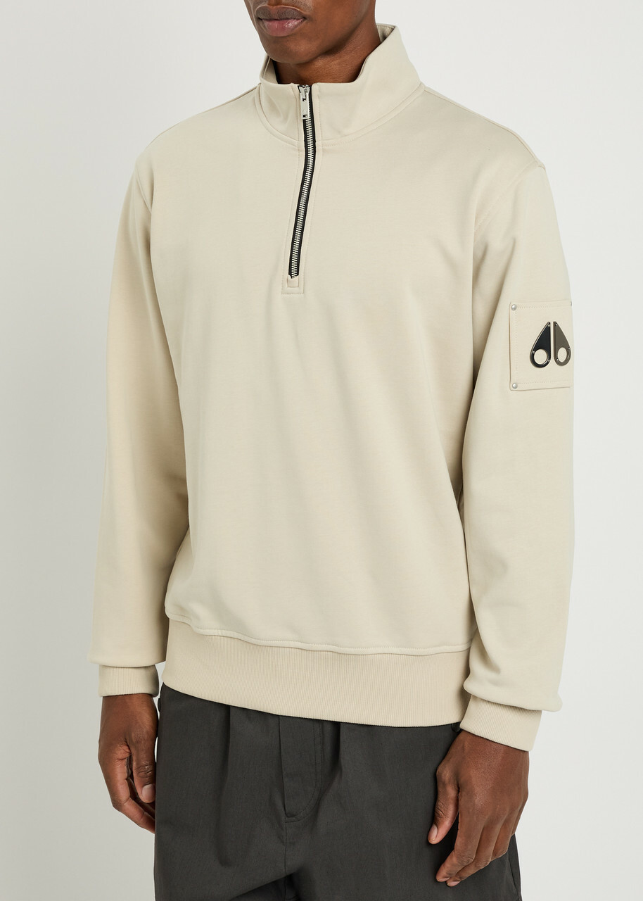 Moose Knuckles Hartsfield Half-zip Cotton Sweatshirt Ecru