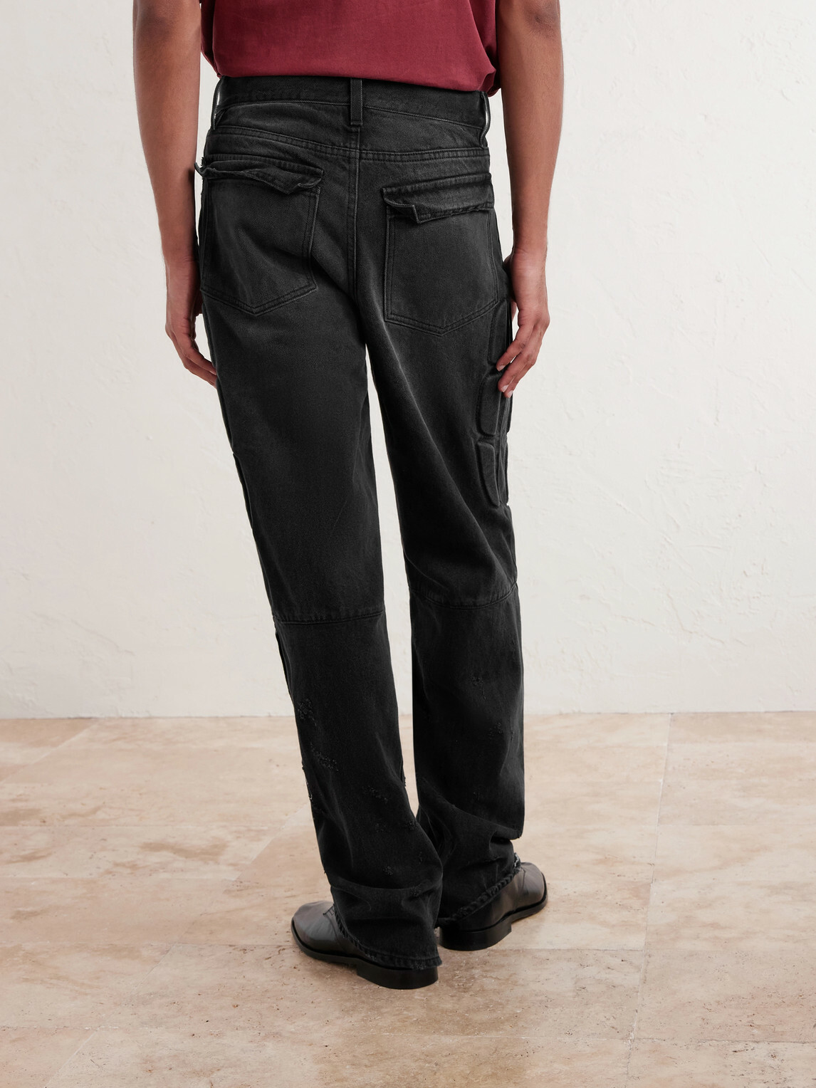 Satoshi Nakamoto - Enduro Straight-Leg Padded Paint-Splattered Jeans - Black