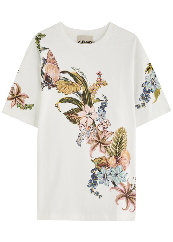 Photo: Alemais Oleander Printed Cotton T-shirt Multicoloured