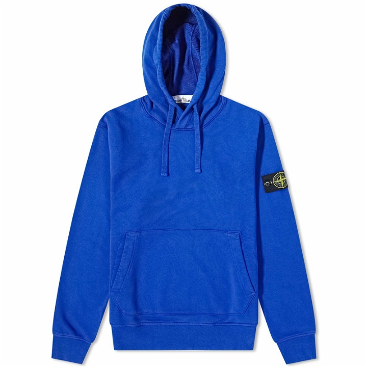 Photo: Stone Island Men's Garment Dyed Popover Hoody in Bright Blue