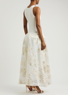 Sister Jane Sophia Ribbed-knit and Cloqué Maxi Dress Cream