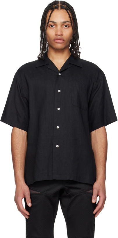 Photo: FUMITO GANRYU Black Side Vents Op Collar Linen Shirt