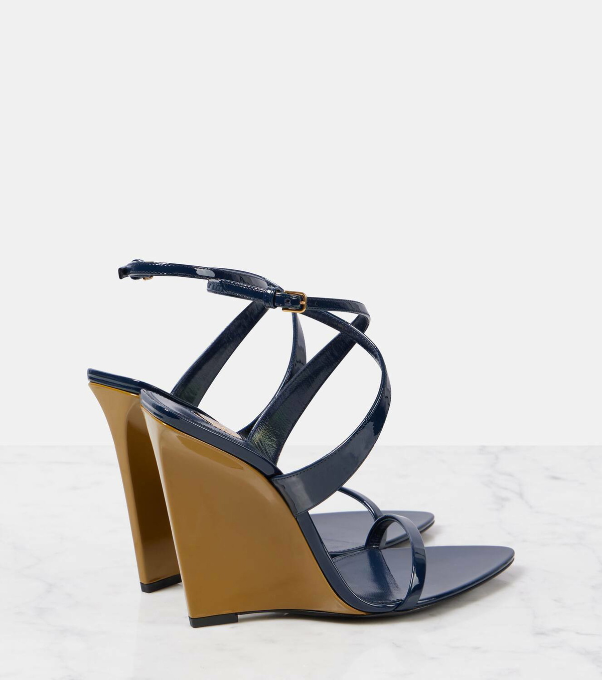 Saint Laurent Salomé 110 patent leather wedge sandals Saint